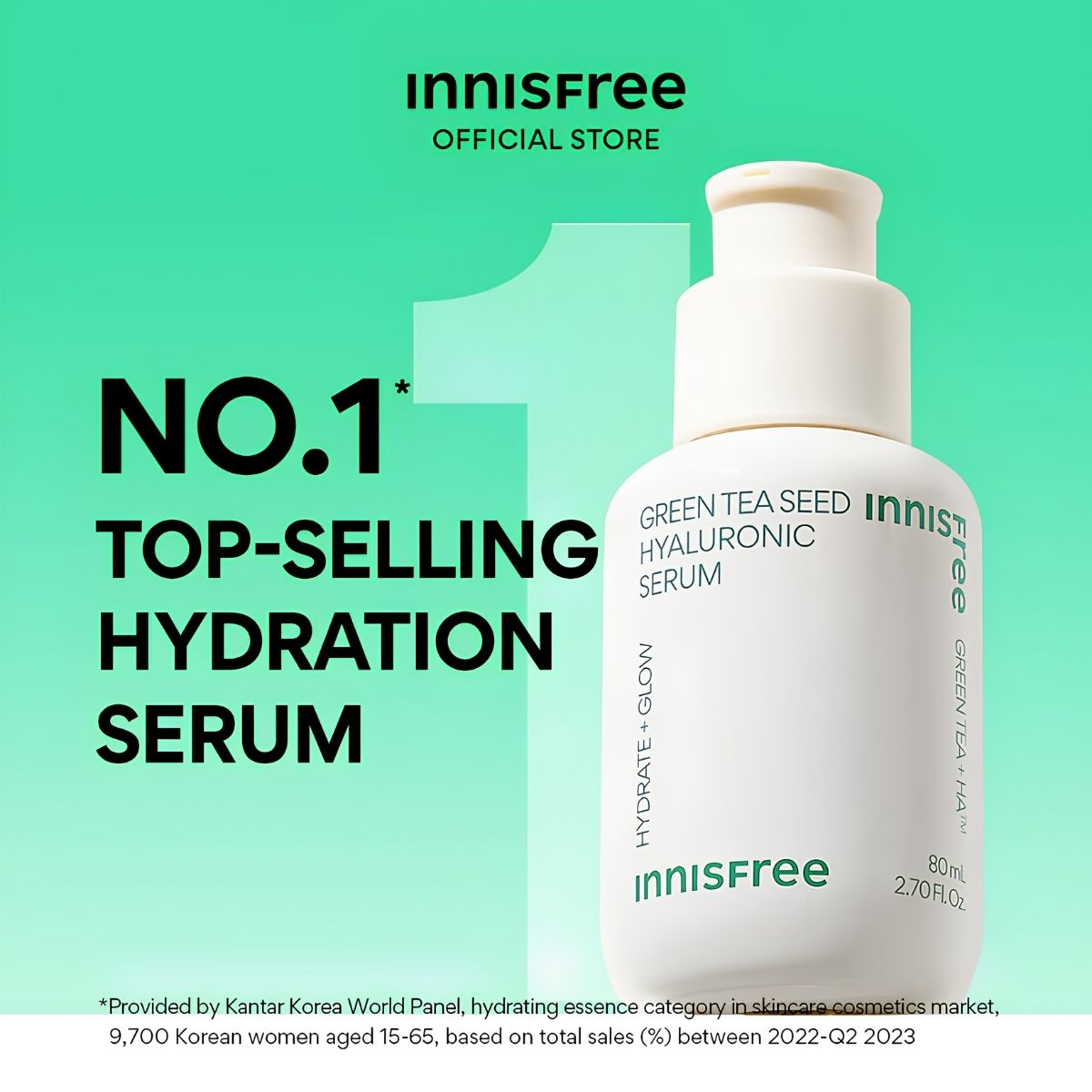 Innisfree Green Tea seed hyaluronic Serum 80ml+10ml