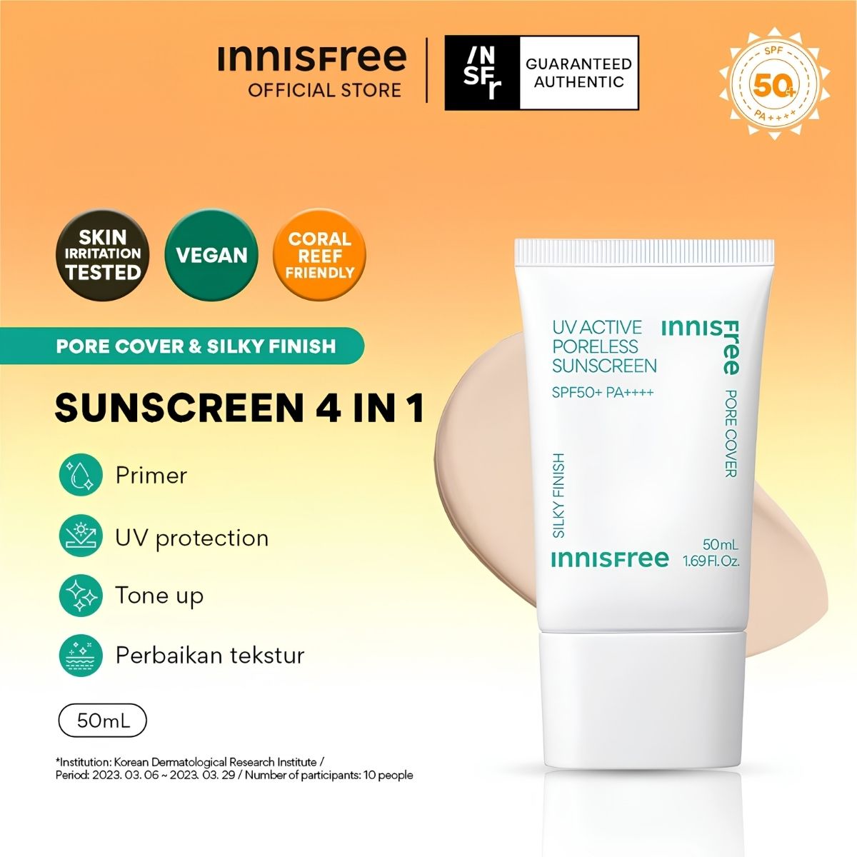 Innisfree UV Active Poreless Sunscreen 50ml