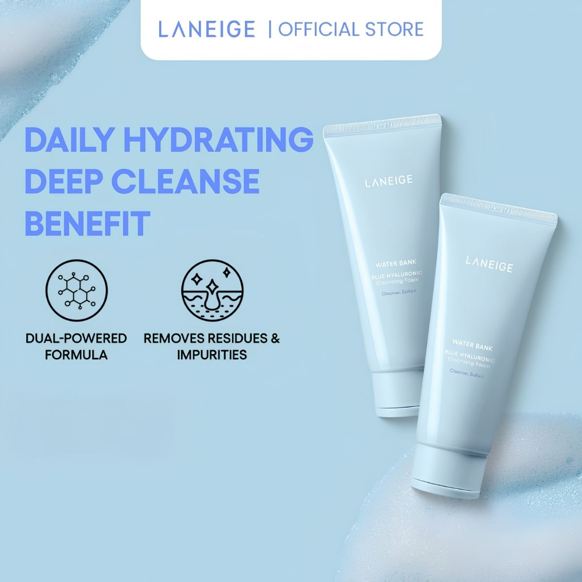 Laneige Water Bank Blue Hyaluronic Cleansing Foam 150g — view 3