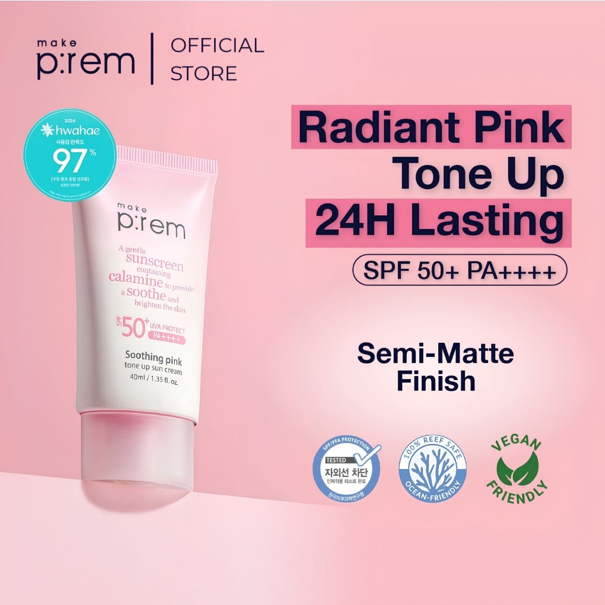 make p rem soothing pink tone up sun cream 50ml