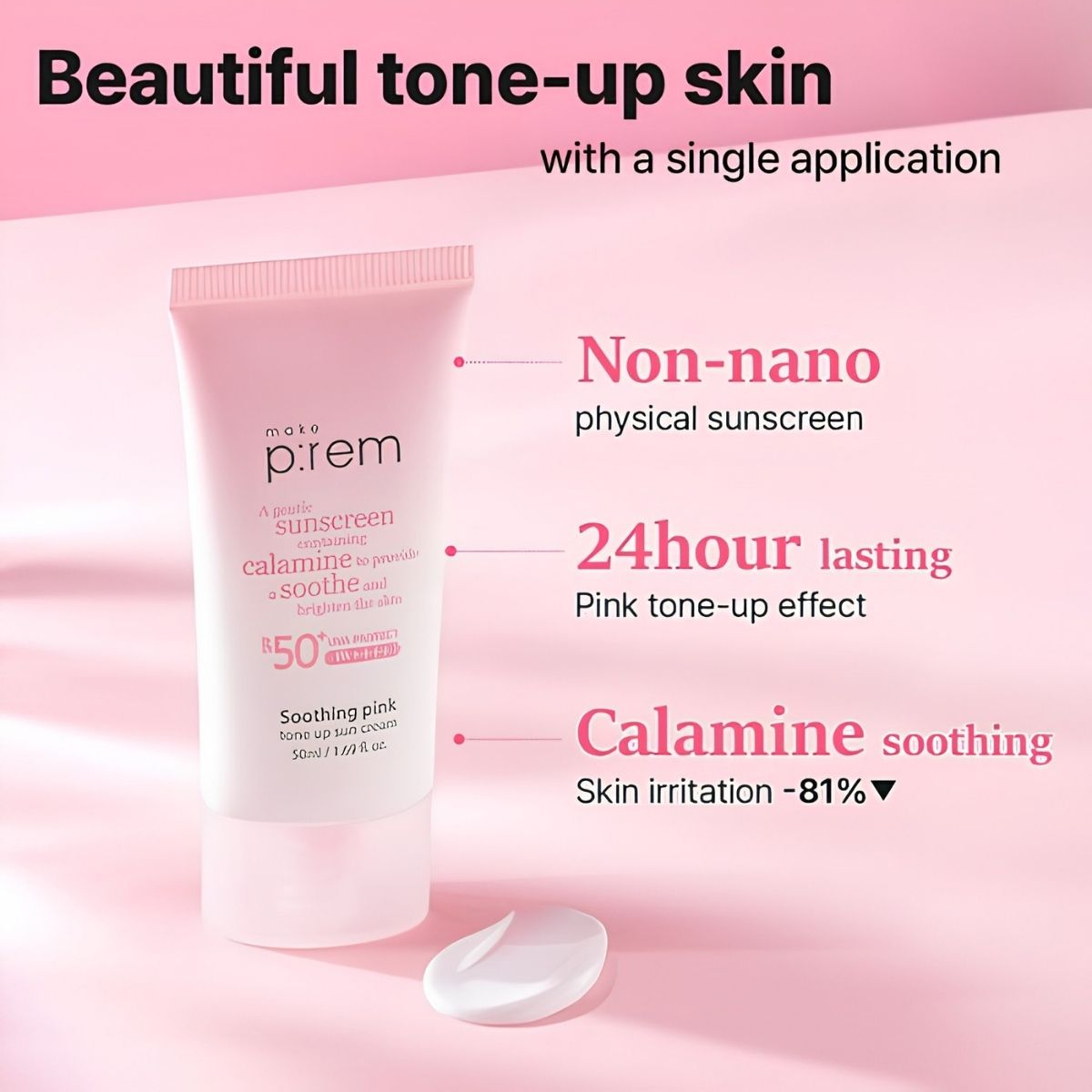 make p rem soothing pink tone up sun cream 50ml — view 2