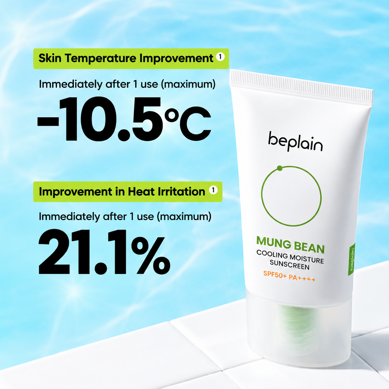 beplain Mung Bean Cooling Moisture Sunscreen SPF50+ PA++++
